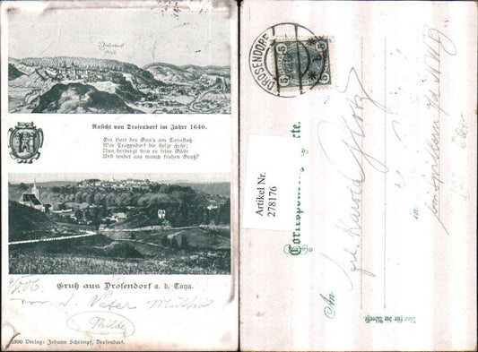 278176,Gruß aus Drosendorf an d. Thaya Totale Ansicht im Jahre 1640 Mehrbildkarte