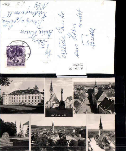 278206,Horn Totale Schloss Kirche Mariensäule Straßenansicht Mehrbildkarte