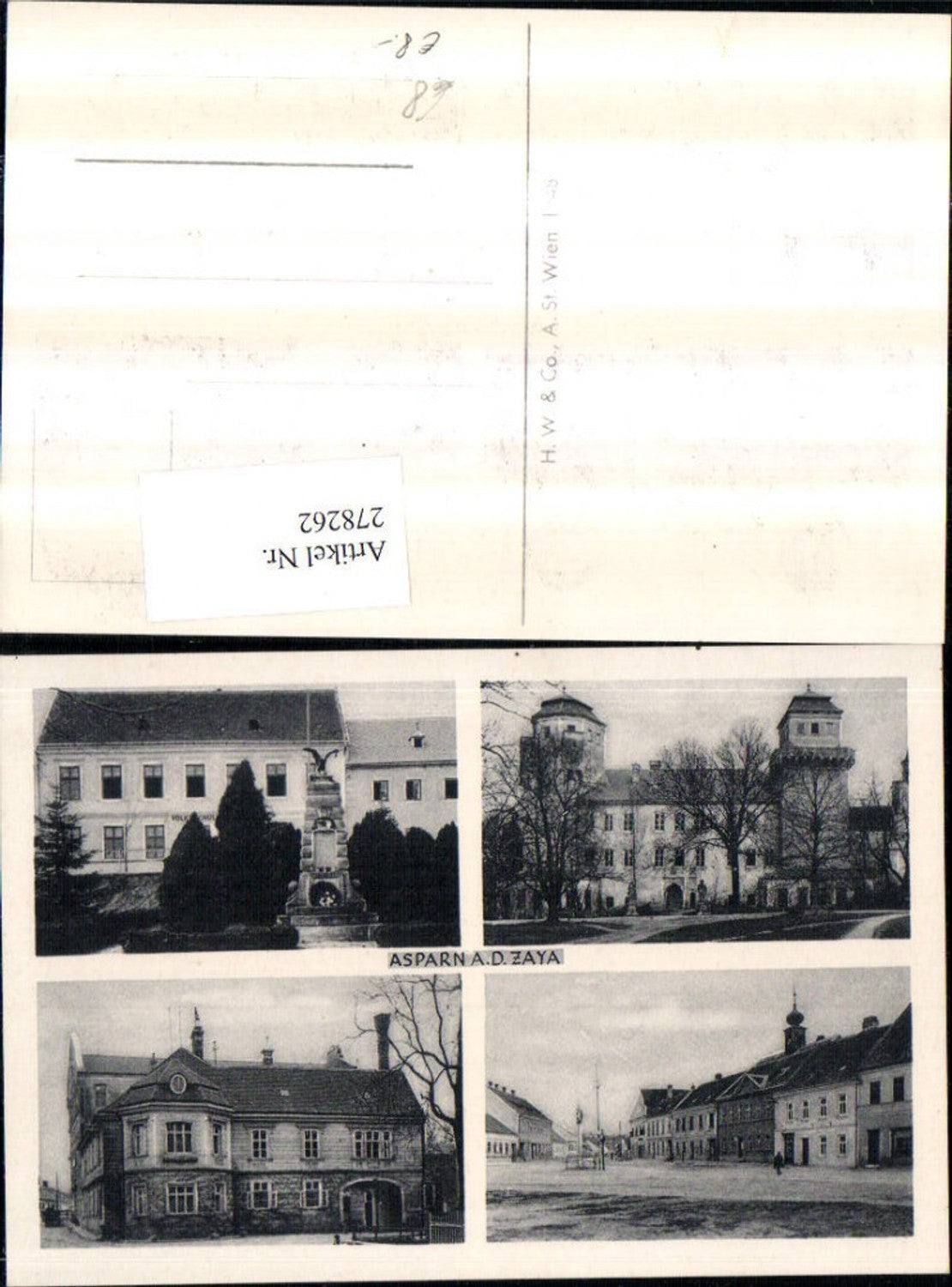 278262,Asparn an d. Zaya Straßenansicht Schloss Volksschule Denkmal Mehrbildkarte