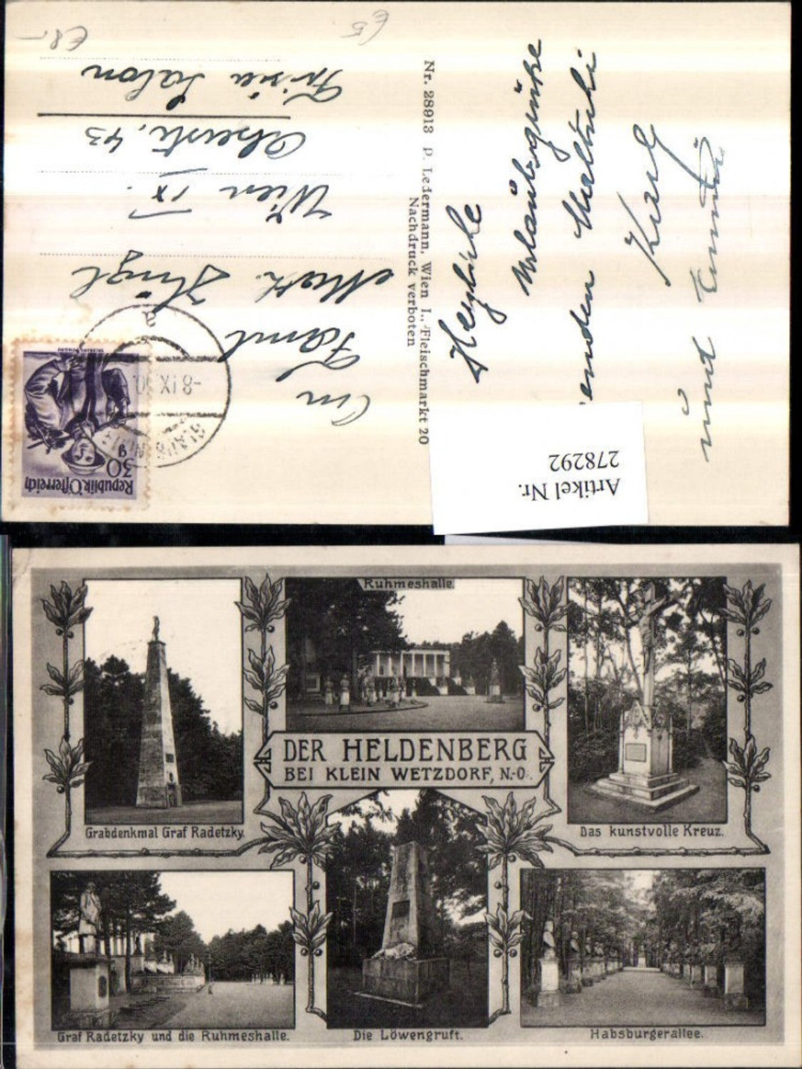 278292,Der Heldenberg b. Klein Wetzdorf Ruhmeshalle Grabdenkmal Habsburgerallee Mehrbildkarte