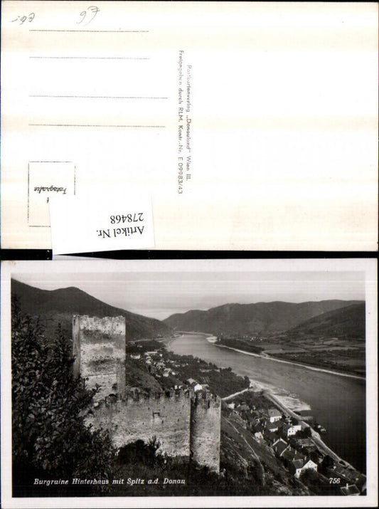 278468,Burgruine Ruine Hinterhaus m. Spitz an d. Donau Teilansicht