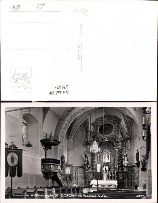 278625,St. Corona am Wechsel Kirche Innenansicht Kanzel Kirchenfahne
