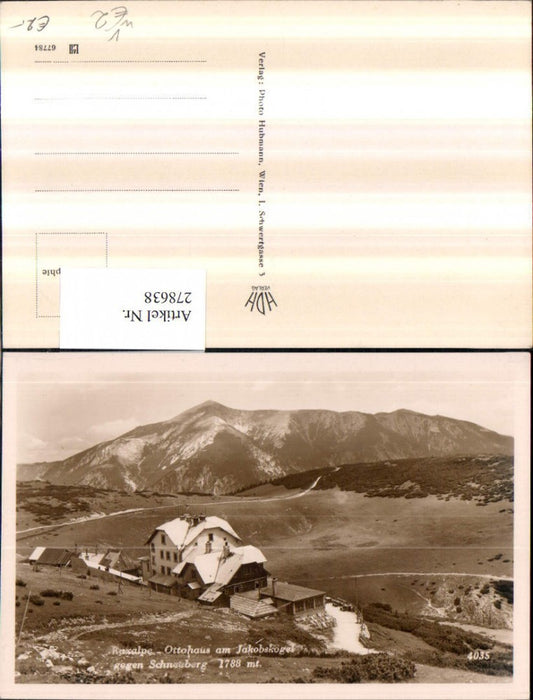 278638,Raxalpe Ottohaus am Jakobskogel geg. Schneeberg Bergkulisse b. Reichenau pub Foto Hubmann 4035