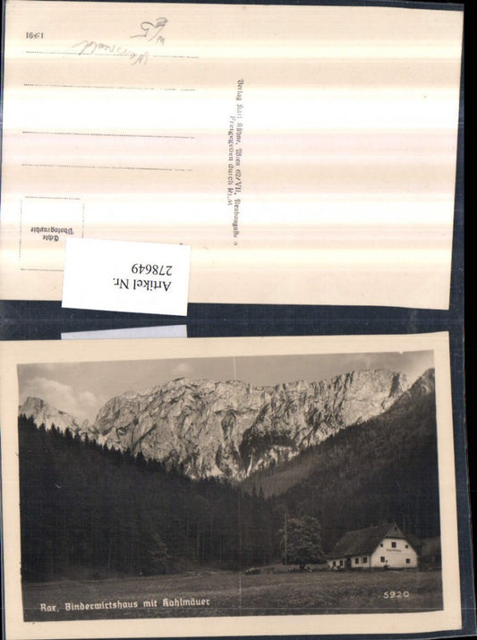 278649,Rax Binderwirtshaus m. Kahlmäuer Bergkulisse b. Naßwald Schwarzau im Gebirge