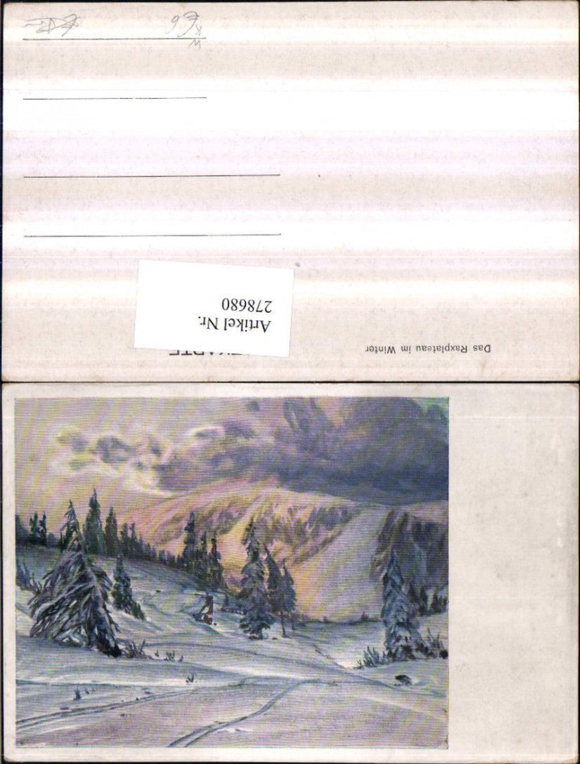 278680,Künstler AK Das Raxpalteau Bergkulisse Winterbild b. Reichenau