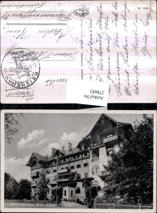 278683,Reichenau Hotel Fischer Feldpost Landwehr Ersatz Batterie 17 Stempel