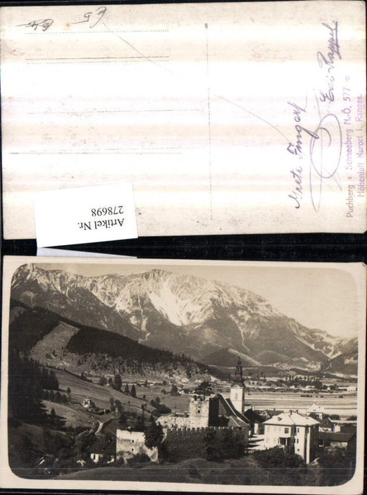 278698,Puchberg am Schneeberg Teilansicht Burg Kirche Bergkulisse