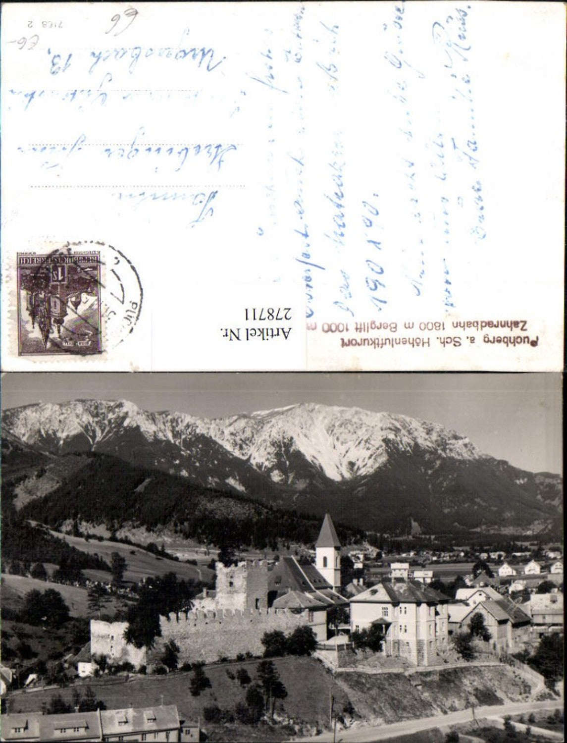 278711,Puchberg am Schneeberg Teilansicht Burg Kirche Bergkulisse