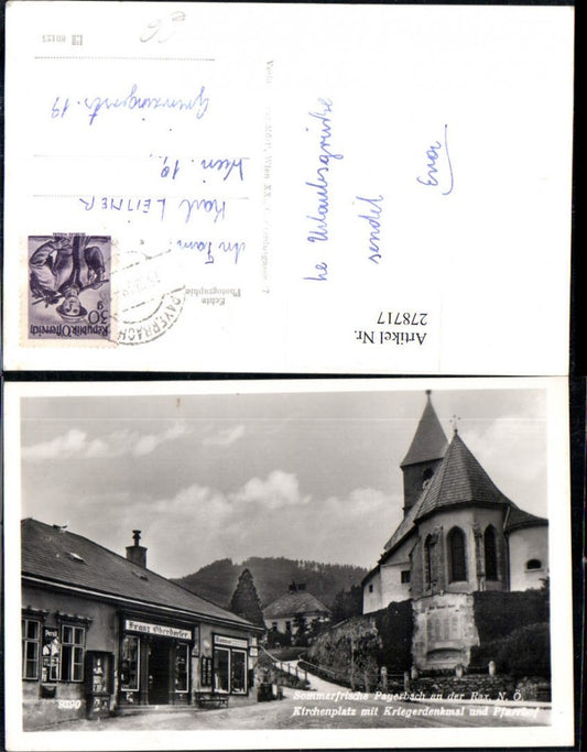 278717,Payerbach an d. Rax Kirchenplatz m. Kriegerdenkmal u. Pfarrhof Kirche Franz Oberdorfer