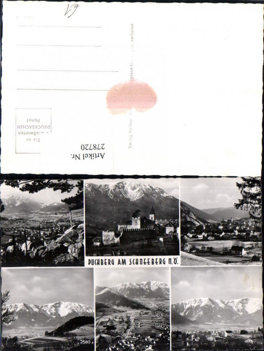 278720,Puchberg am Schneeberg Totale Burg Kirche Bergkulisse Mehrbildkarte