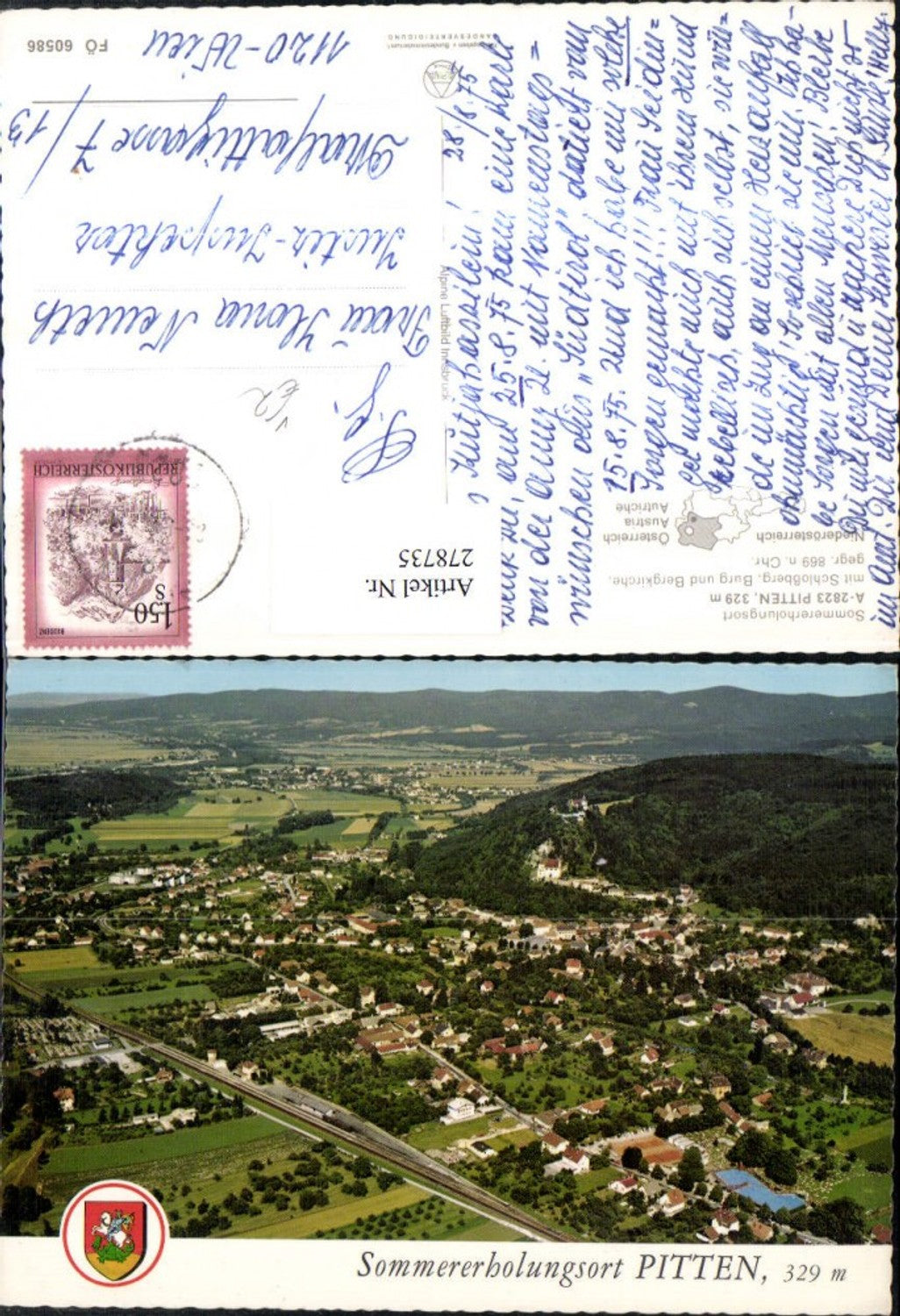 278735,Pitten Totale m. Schlossberg Burg u. Bergkirche pub Alpine Luftbild 60586