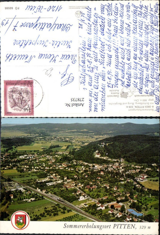 278735,Pitten Totale m. Schlossberg Burg u. Bergkirche pub Alpine Luftbild 60586
