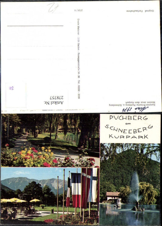 278757,Puchberg am Schneeberg Kurpark Fontäne Flaggenparade Mehrbildkarte