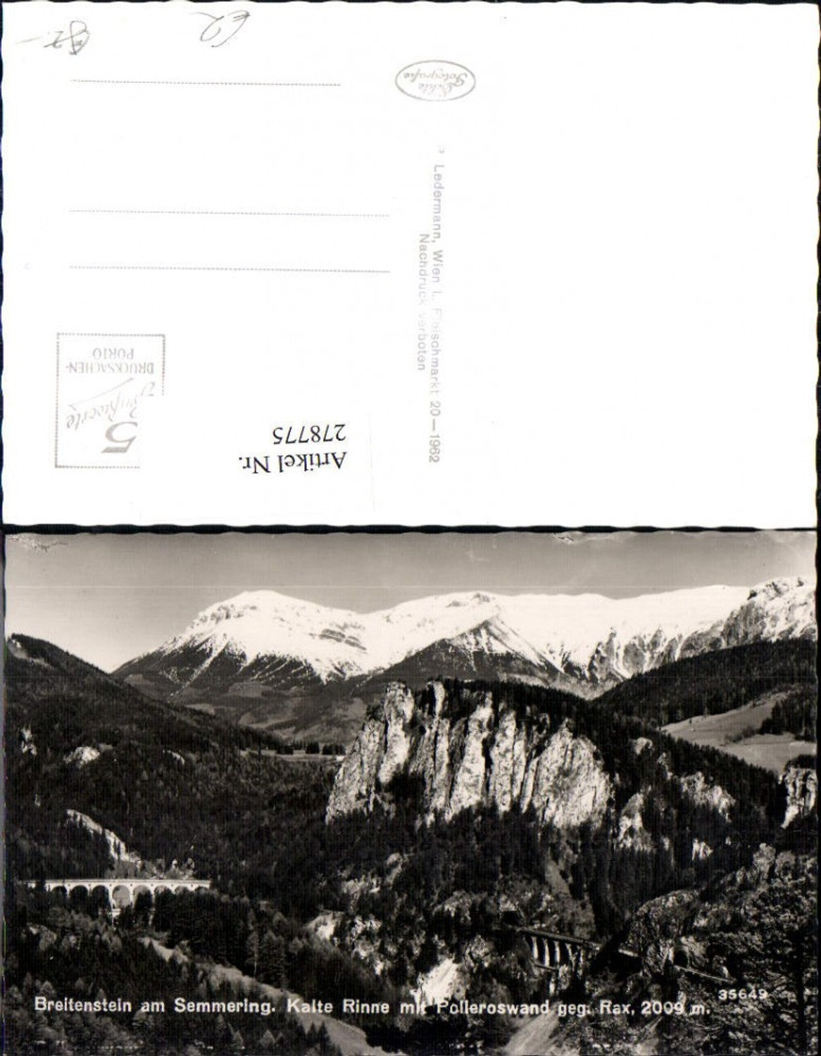 278775,Breitenstein am Semmering Kalte Rinne m. Polleroswand geg. Rax Viadukt Bergkulisse