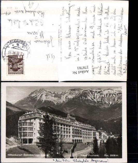 278781,Semmering Hotel Panhans m. Rax Bergkulisse