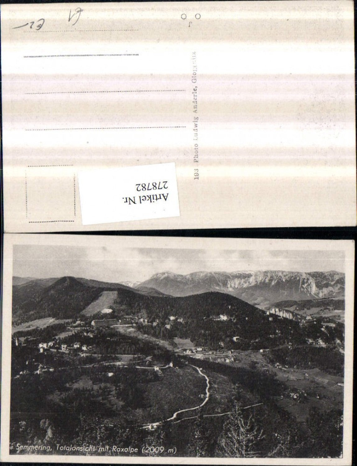 278782,Semmering Totale m. Raxalpe Bergkulisse