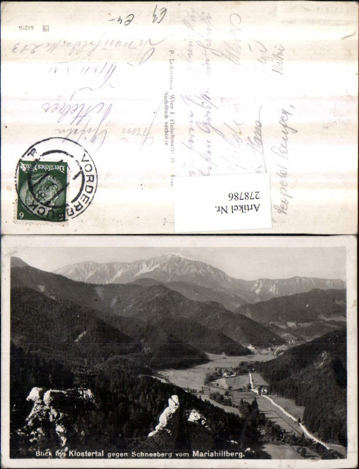 278786,Blick ins Klostertal geg. Schneeberg u. Mariahilfberg Bergkulisse