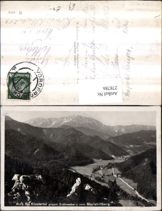 278786,Blick ins Klostertal geg. Schneeberg u. Mariahilfberg Bergkulisse