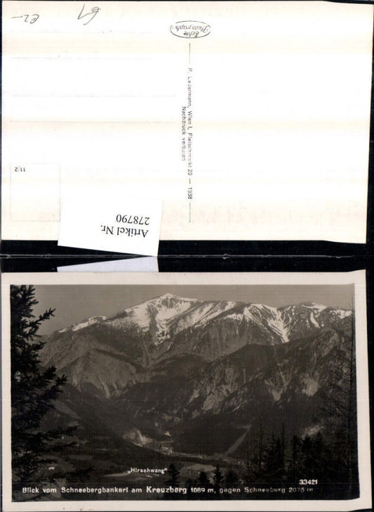 278790,Blick vom Schneebergbankerl am Kreuzberg geg. Schneeberg Bergkulisse m. Hirschwang