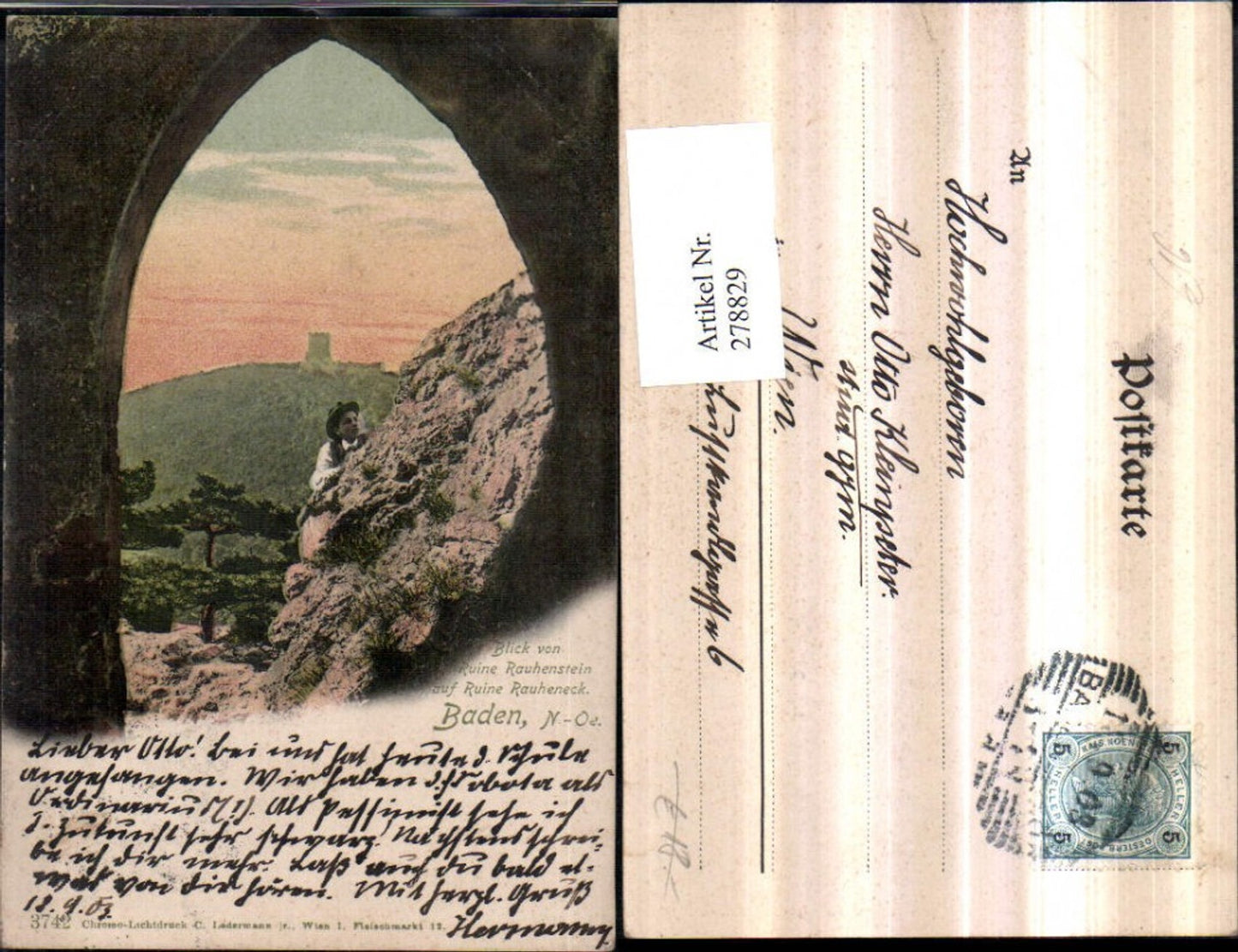 278829,Baden Blick von Ruine Rauhenstein auf Ruine Rauheneck