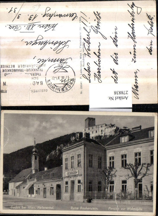 278838,Baden b. Wien Helenental Ruine Rauhenstein Pension Waldidylle