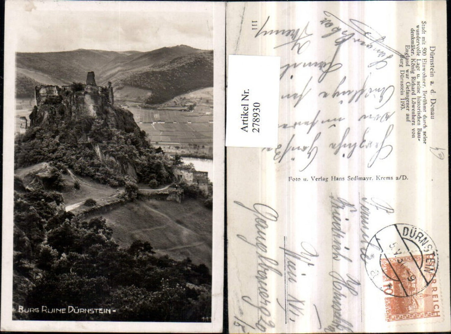 278930,Burg Ruine Dürnstein an d. Donau