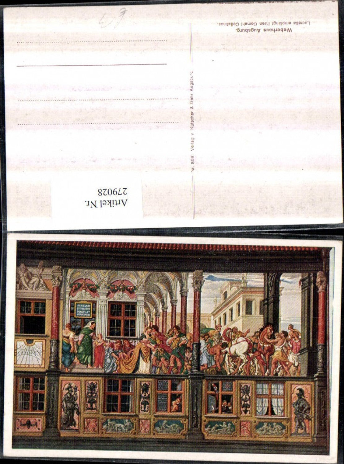 279028,Künstler AK Augsburg Weberhaus Lucretia empfängt ihren Gemahl Collatinus Detail