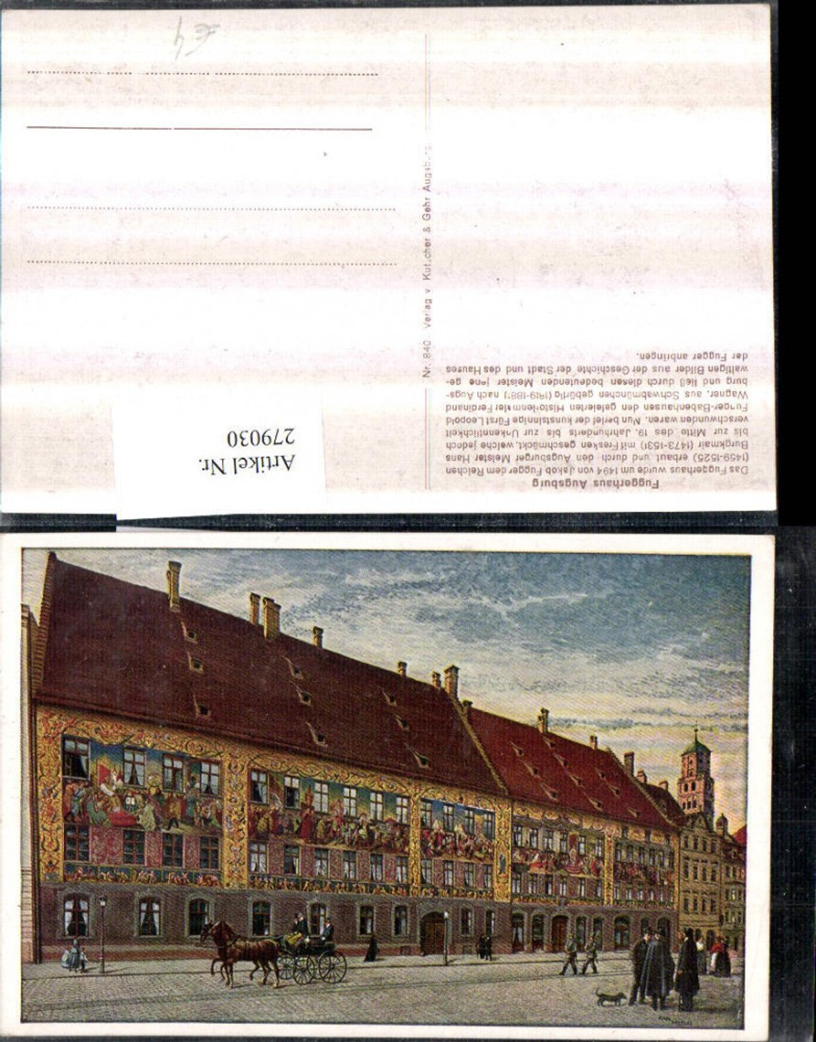 279030,Künstler AK Karl Augsburg Fuggerhaus Kutsche