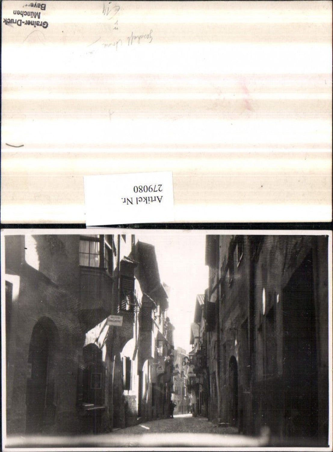 279080,Foto AK München Gasse Motiv Geschäft Anna Lanziger pub Grainer-Druck