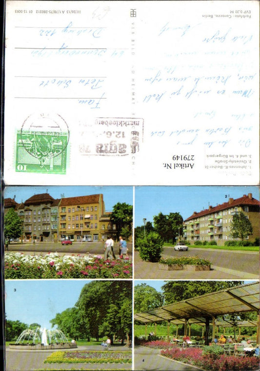 279149,Berlin Pankow Johannes-R.-Becher-Straße Ossietzky-Straße Bürgerpark Springbrunnen Mehrbildkarte pub VEB