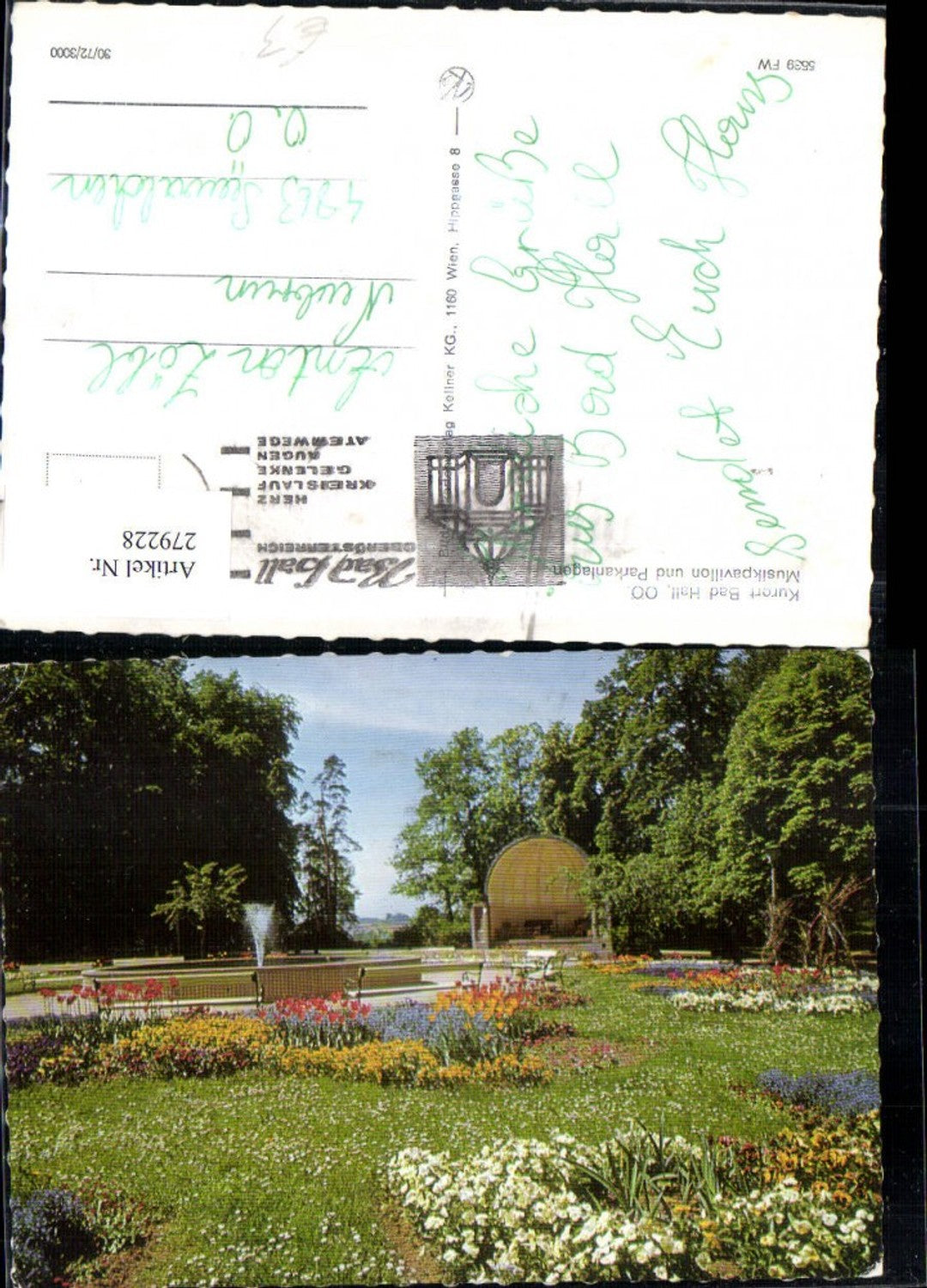 279228,Bad Hall Musikpavillon u. Parkanlagen Blumen Springbrunnen