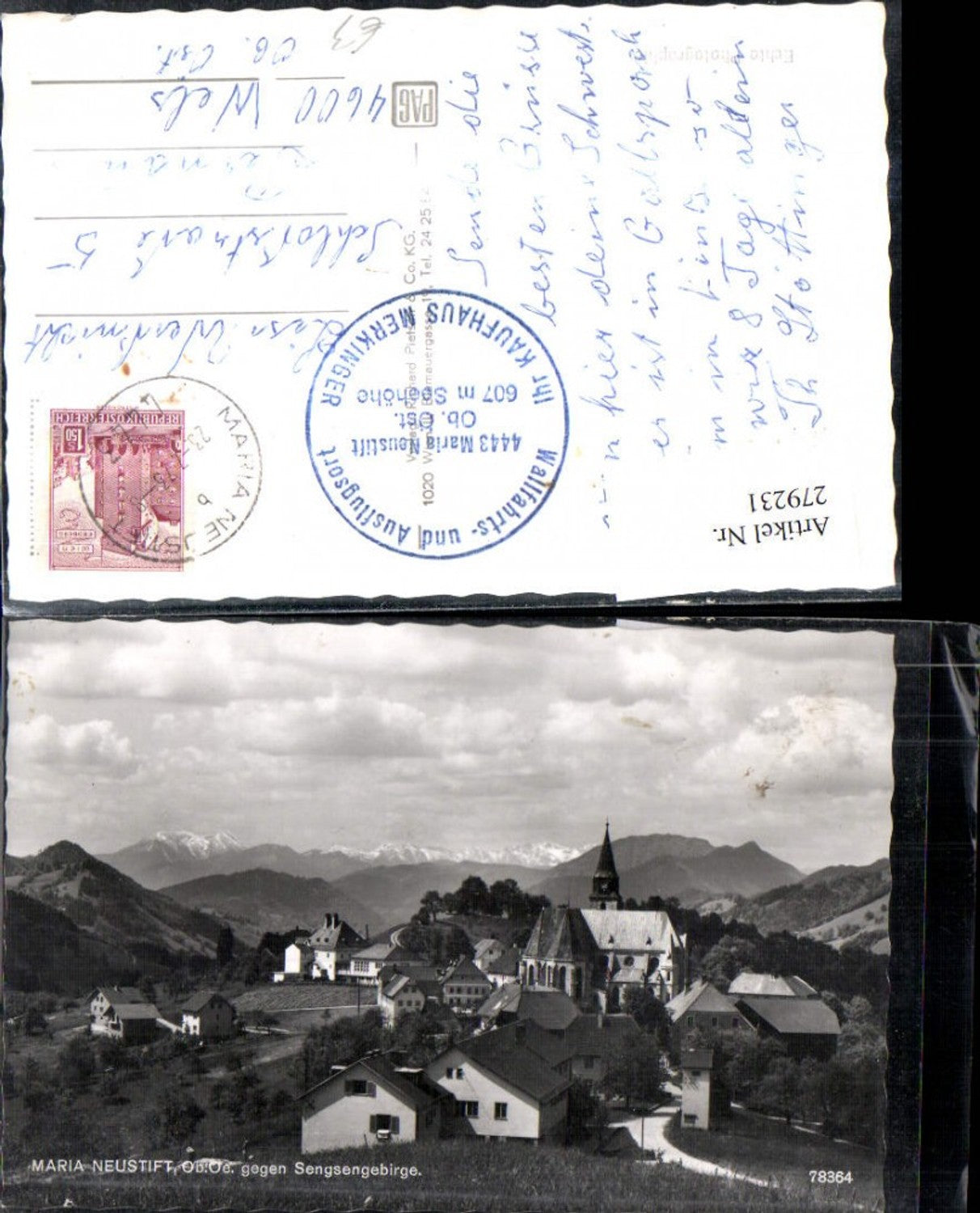 279231,Maria Neustift Totale geg. Sengsengebirge Bergkulisse