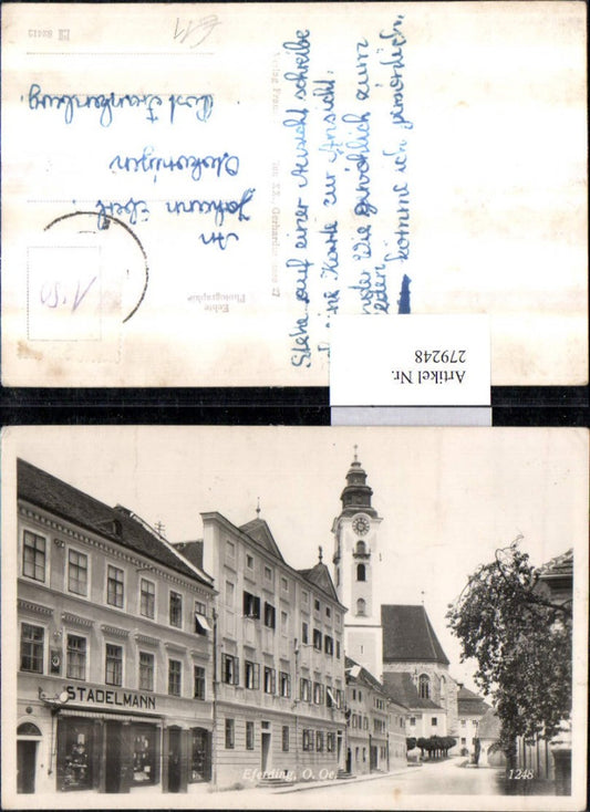 279248,Eferding Straßenansicht Geschäft Stadelamnn Kirche