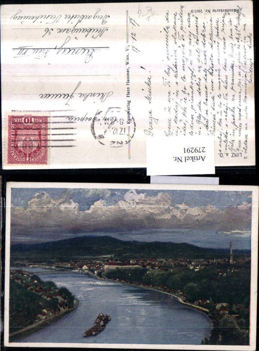 279291,Künstler AK Linz an d. Donau Totale pub Hans Hausner 7007/3