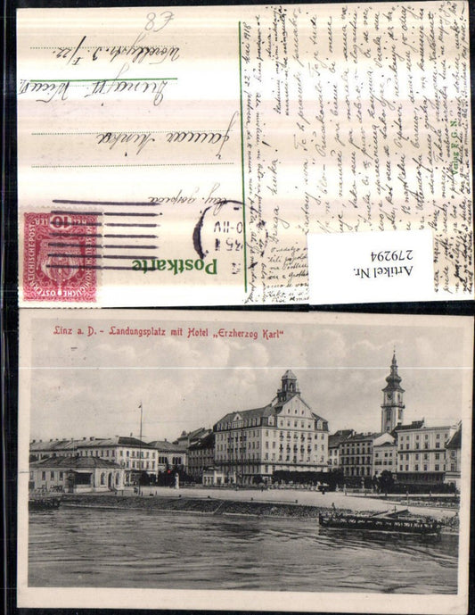279294,Linz an d. Donau Landungsplatz m. Hotel Erzherzog Karl