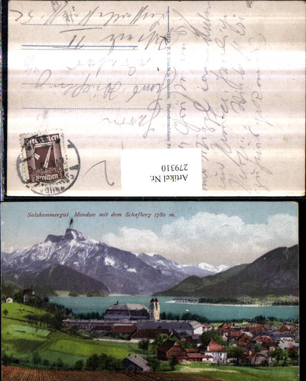 279310,Mondsee Totale m. d. Schafberg Bergkulisse