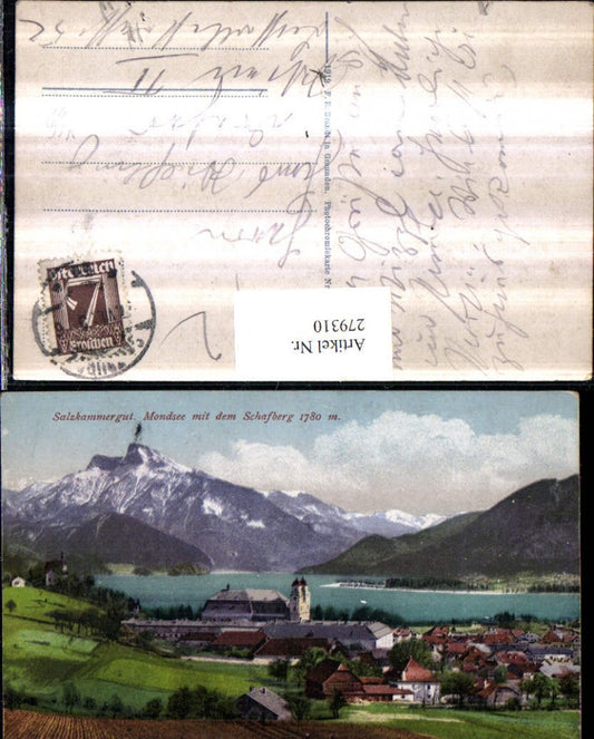 279310,Mondsee Totale m. d. Schafberg Bergkulisse