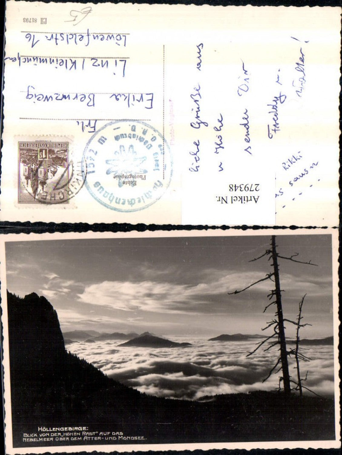 279348,Höllengebirge Blick von d. Hohen Rast auf d. Nebelmeer über dem Atter- und Mondsee