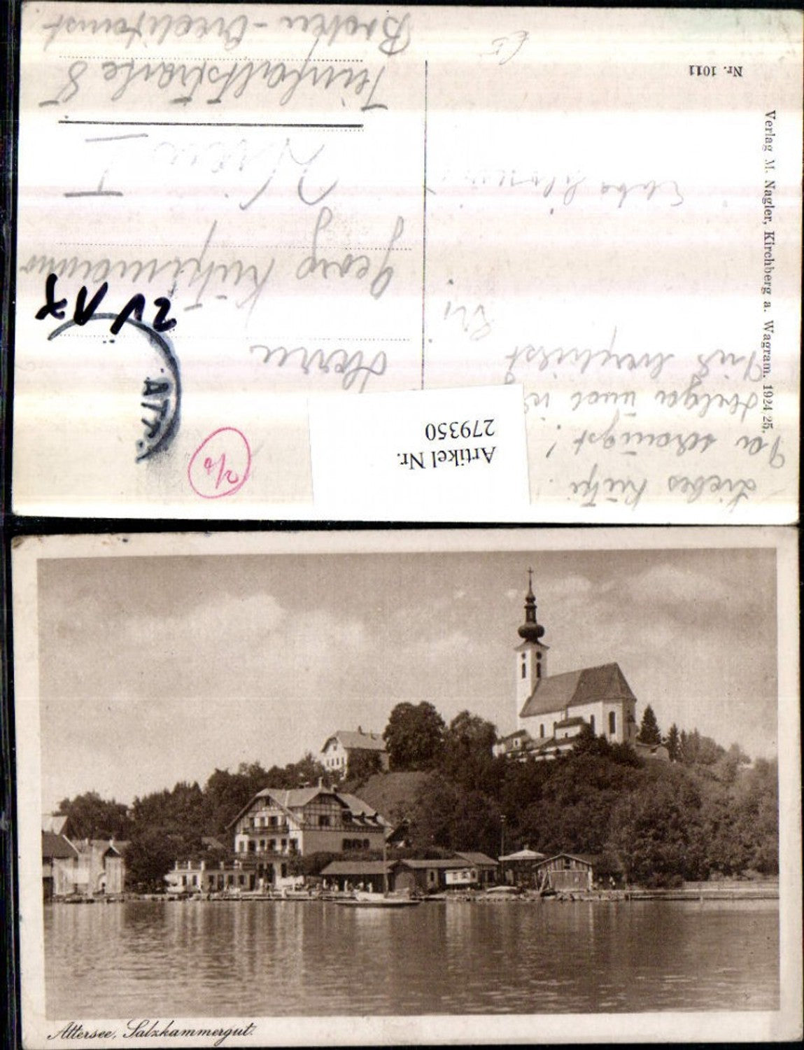 279350,Attersee Teilansicht Kirche