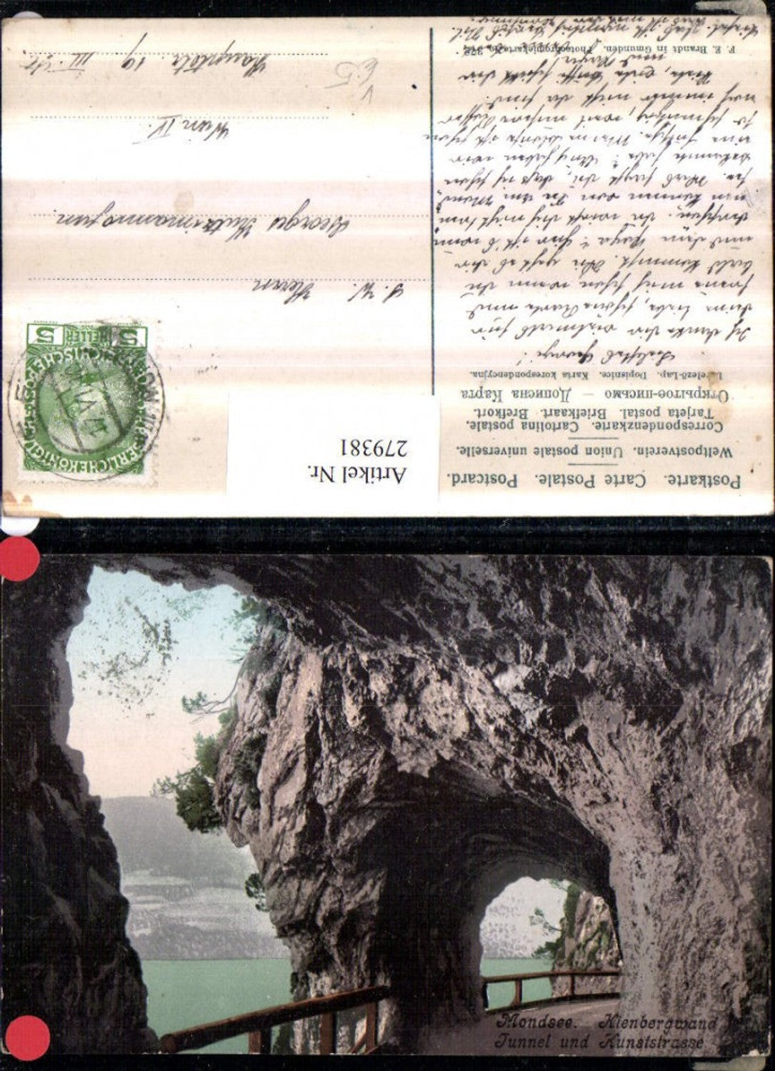 279381,Mondsee Kienbergwand Tunnel u. Kunststraße pub F. E. Brandt 372