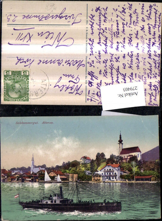 279403,Attersee Totale Kirche Dampfer pub F. E. Brandt 882