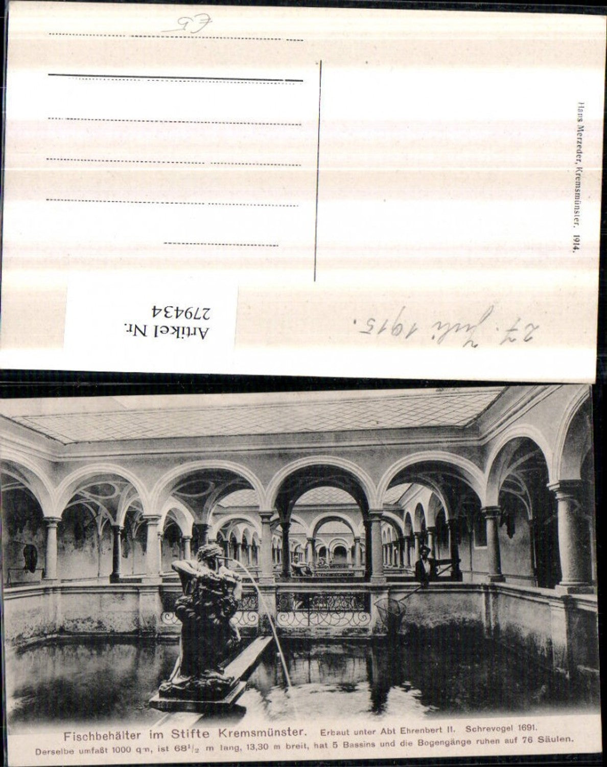 279434,Fischbehälter im Stift Kremsmünster Arkaden