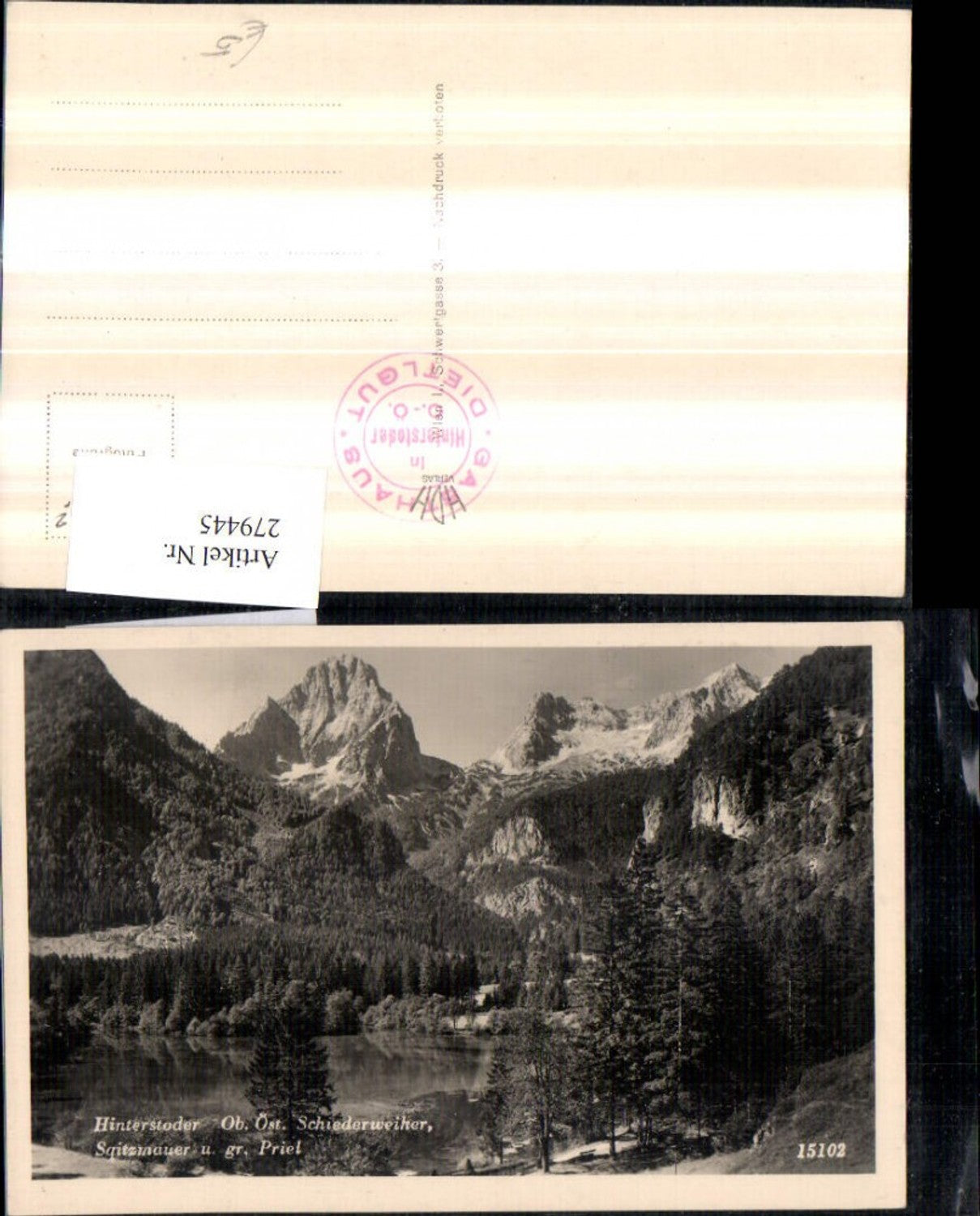 279445,Hinterstoder Schiederweiher Spitzmauer u. Großer Priel Bergkulisse pub Foto Hubmann 15102