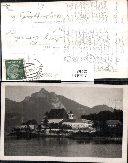 279463,Partie in Traunkirchen Kirche Bergkulisse