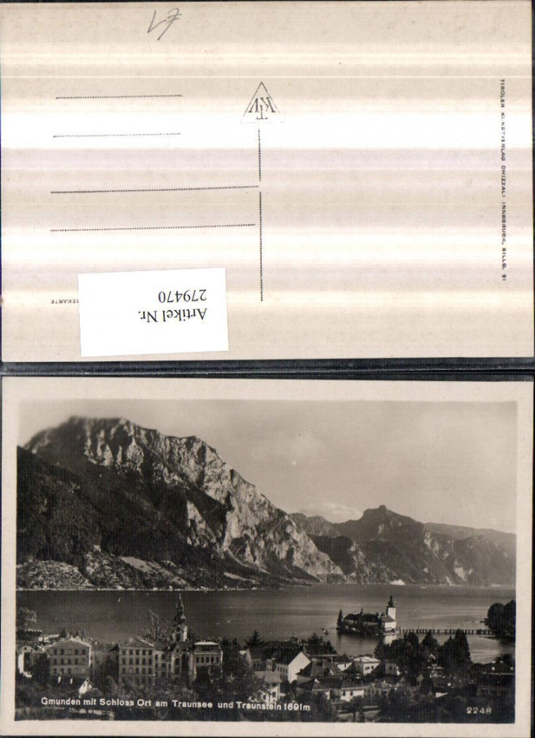 279470,Gmunden Teilansicht m. Schloss Orth am Traunsee m. Traunstein Bergkulisse