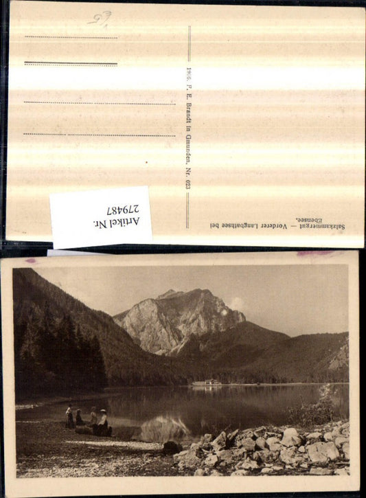 279487,Vorderer Langbathsee See b. Ebensee Partie Bergkulisse pub F. E. Brandt 023