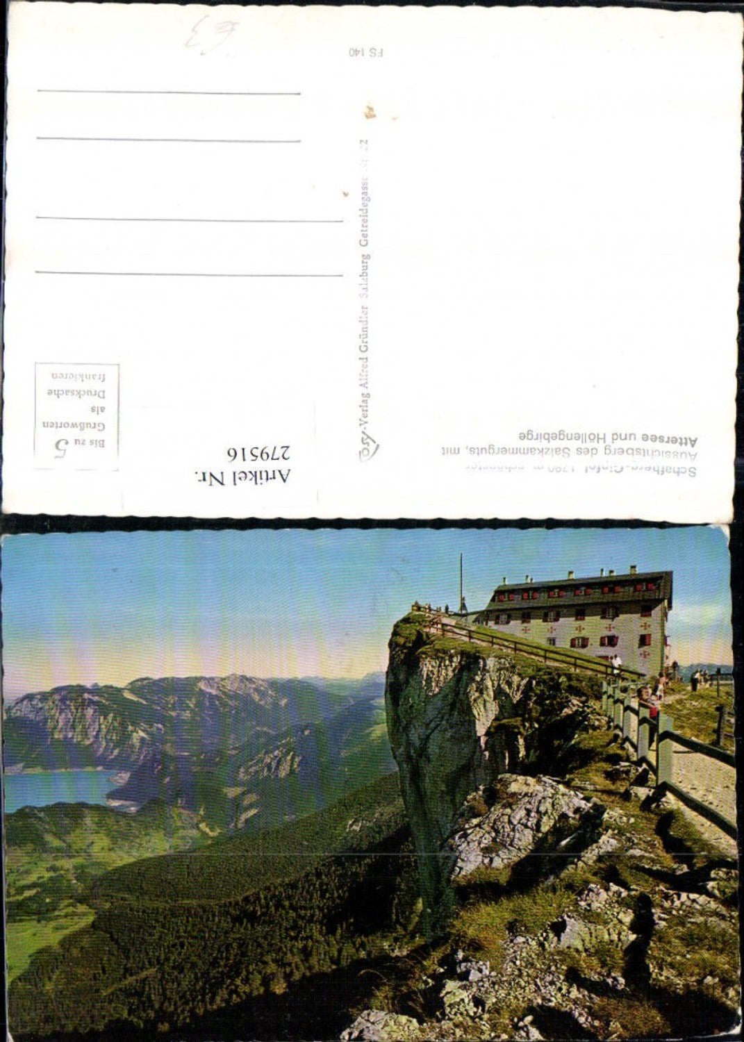 279516,Schafberg-Gipfel m. Hotel b. St. Wolfgang m. Attersee u. Höllengebirge