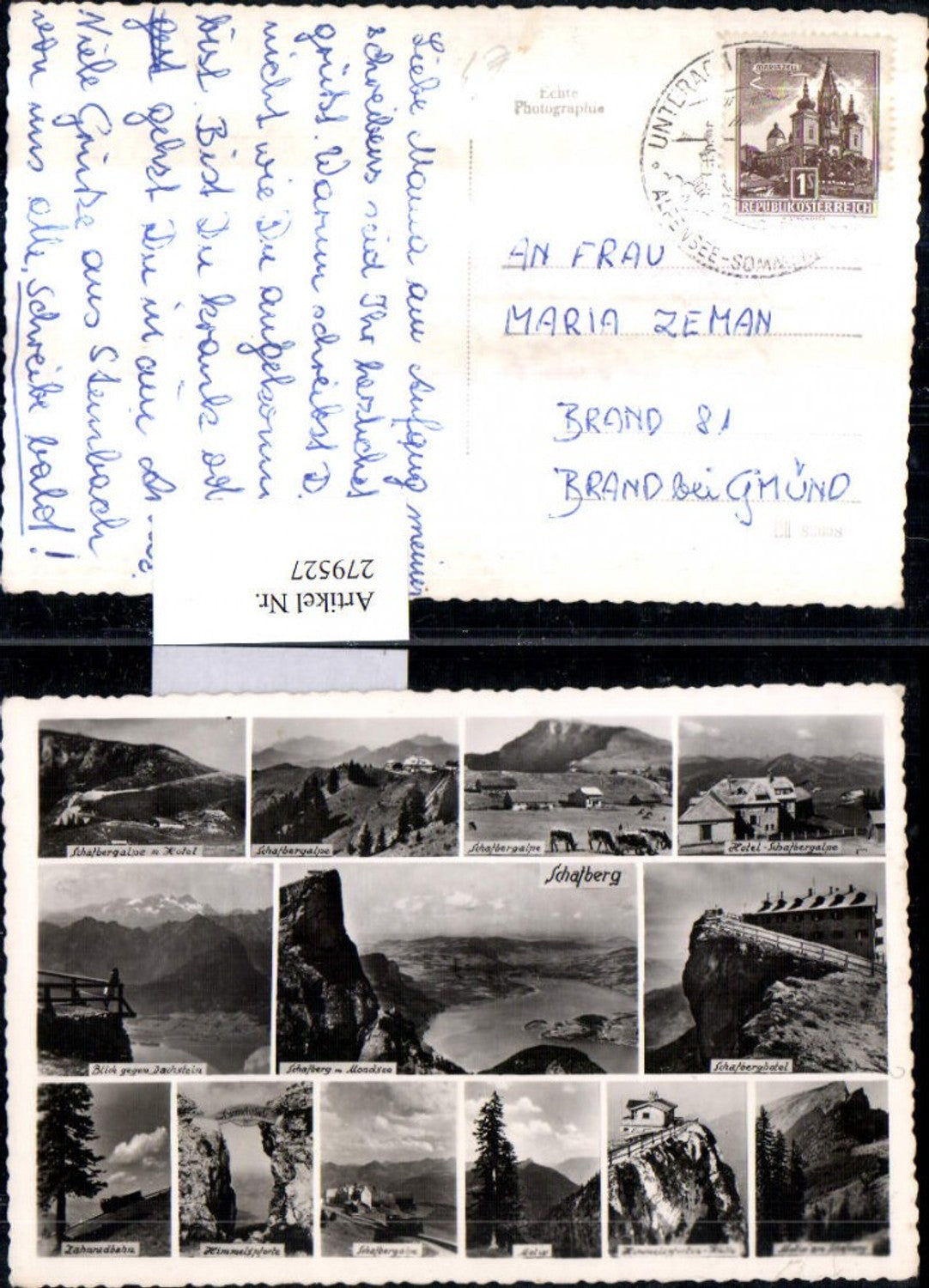 279527,Schafberg Hotel Alm Motiv Himmelspforte Zahnradbahn b. St. Wolfgang Mehrbildkarte