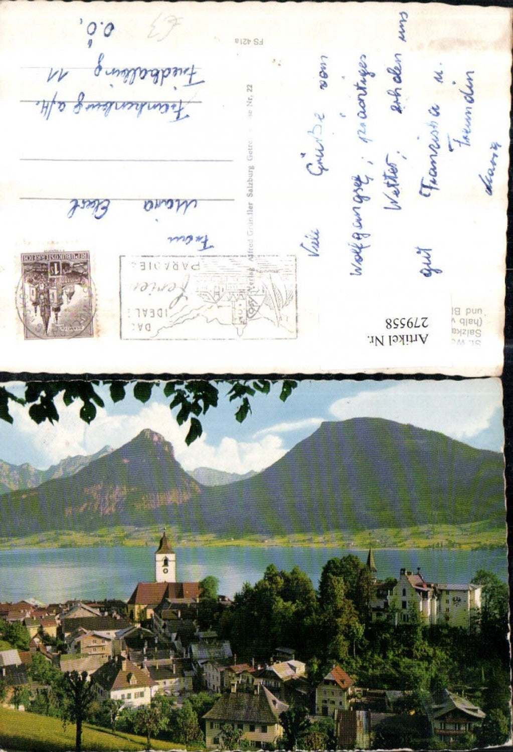 279558,St. Wolfgang Totale m. Sparber u. Bleckwand Bergkulisse