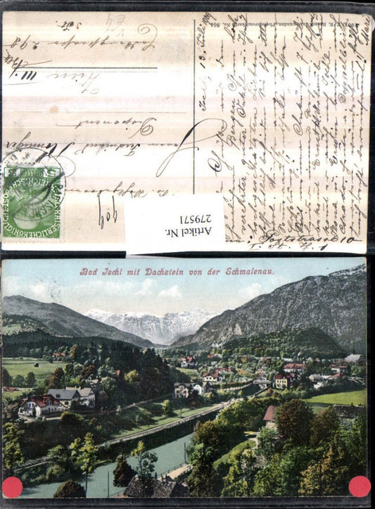 279571,Bad Ischl Teilansicht m. Dachstein von d. Schmalenau Bergkulisse pub F. E. Brandt 864